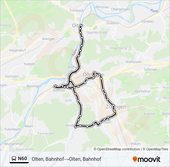 N60 Bus Line Map