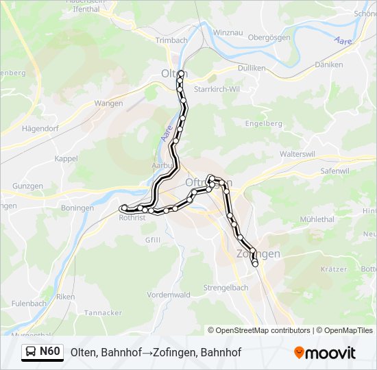 N60 Bus Line Map