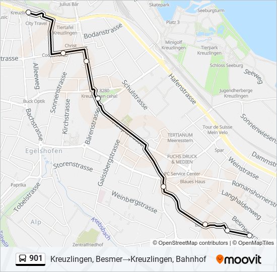 Plan de la ligne 901 de bus