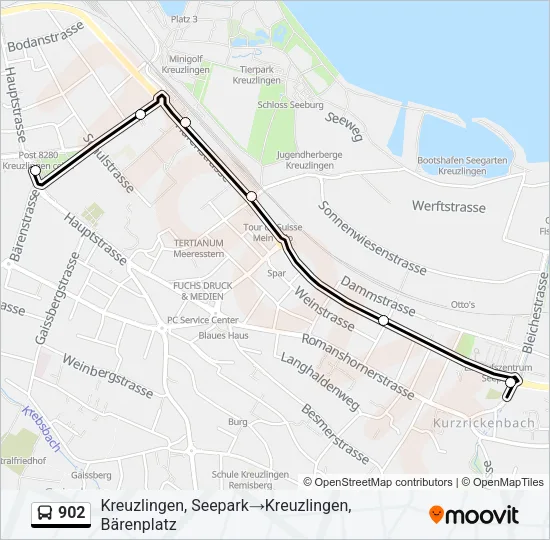 Plan de la ligne 902 de bus