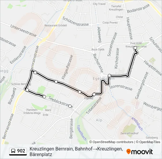 Plan de la ligne 902 de bus