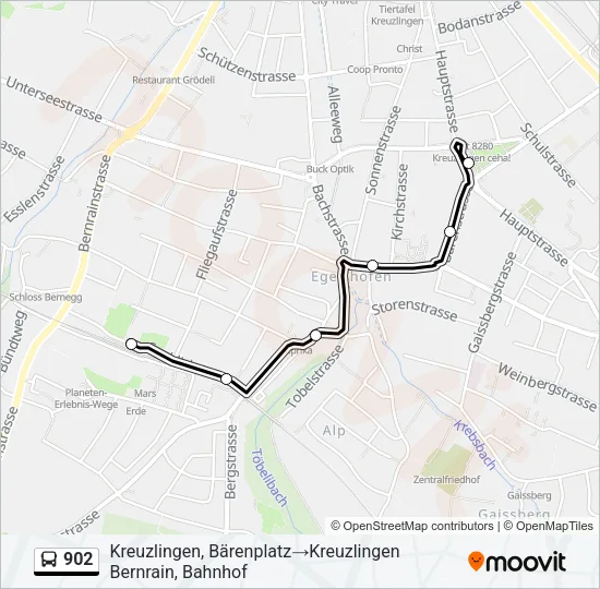 Plan de la ligne 902 de bus