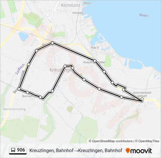 Plan de la ligne 906 de bus