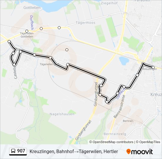 907 Bus Line Map