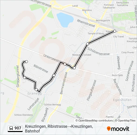907 Bus Line Map