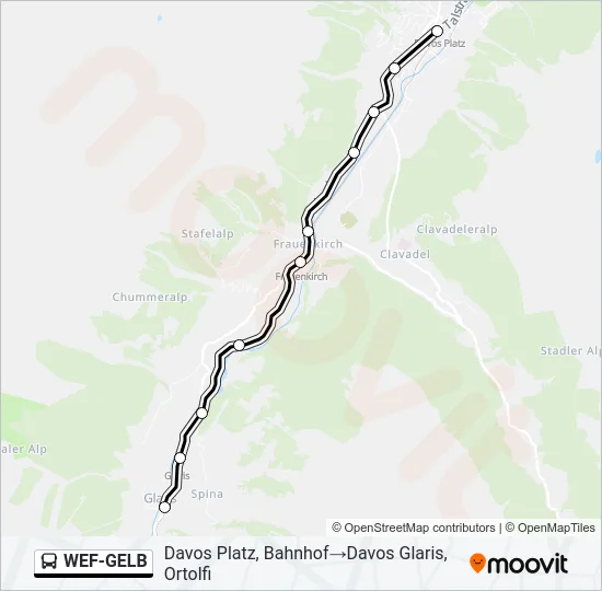 Plan de la ligne WEF-GELB de bus