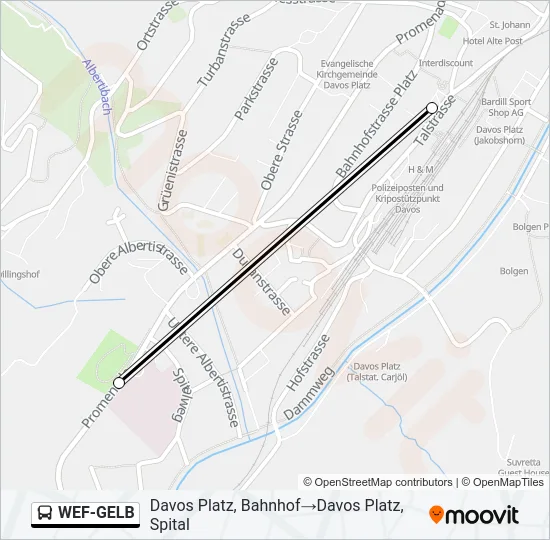 Plan de la ligne WEF-GELB de bus