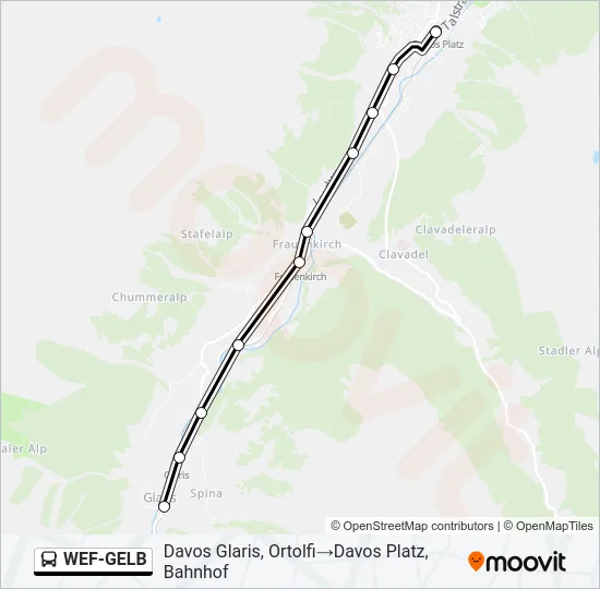 Plan de la ligne WEF-GELB de bus