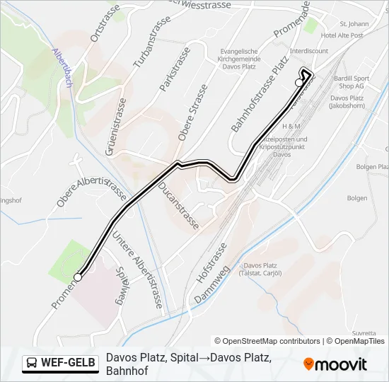 Plan de la ligne WEF-GELB de bus