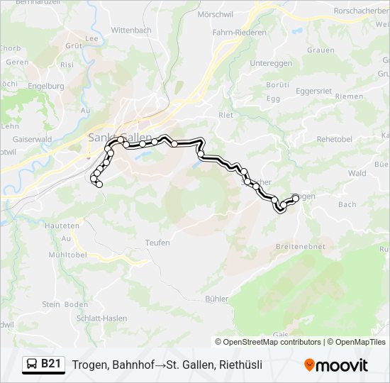 B21 Bus Line Map