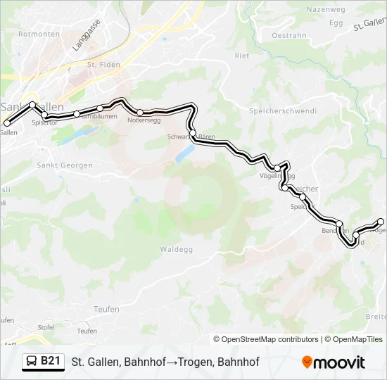 B21 Bus Line Map