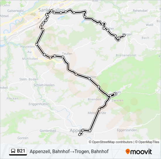 B21 Bus Line Map