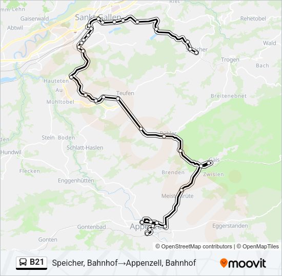 B21 Bus Line Map