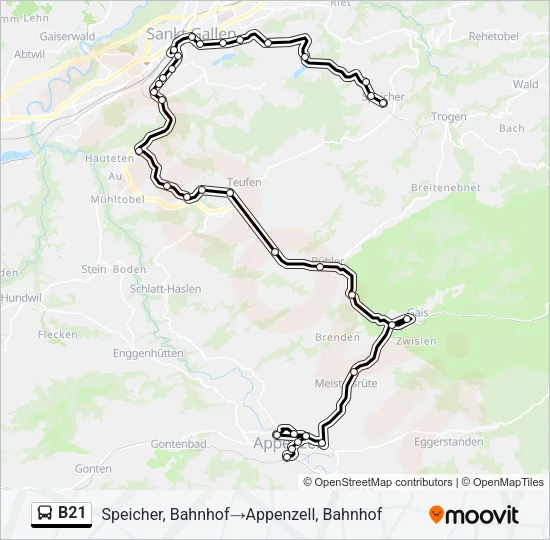 B21 Bus Line Map