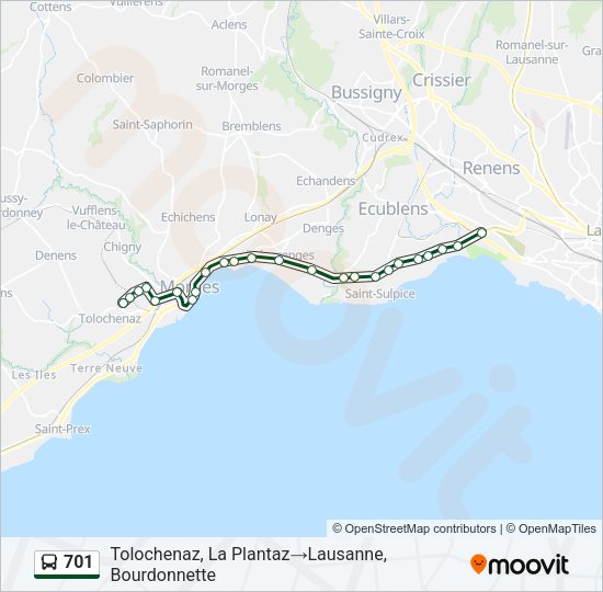 701 Bus Line Map