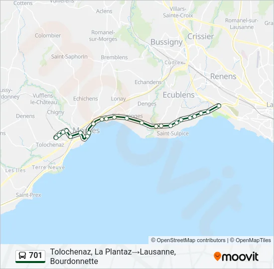 701 Bus Line Map