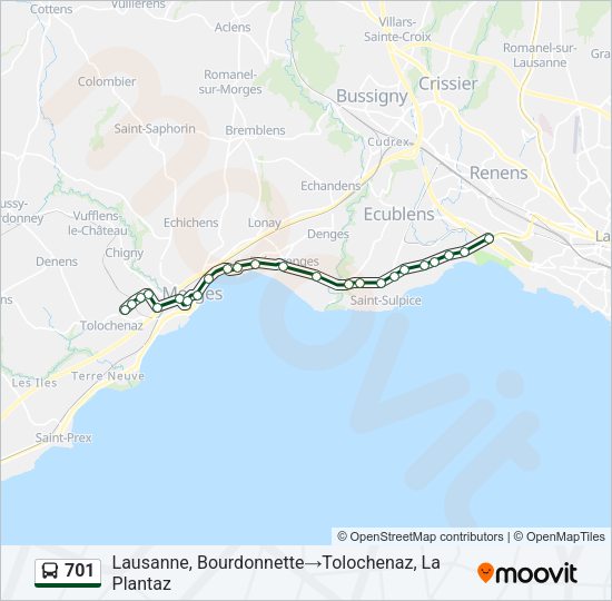 701 Bus Line Map