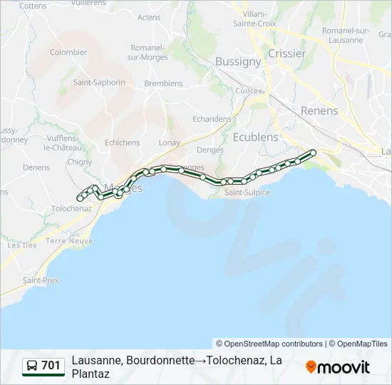 701 Bus Line Map