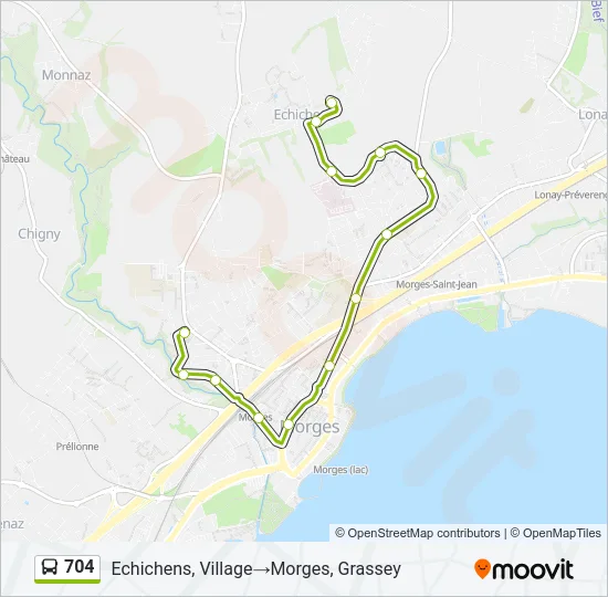 704 Bus Line Map