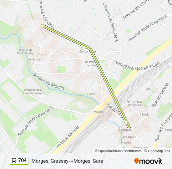 704 Bus Line Map