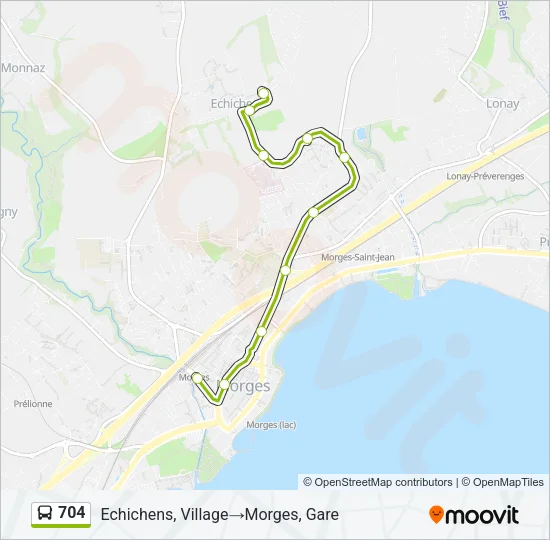 Plan de la ligne 704 de bus