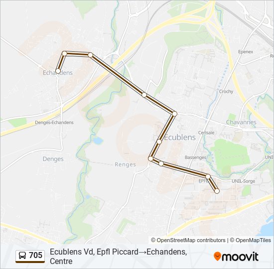 Plan de la ligne 705 de bus