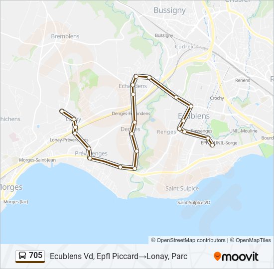 705 bus Line Map