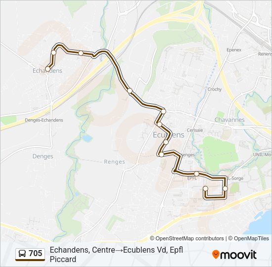 705 Bus Line Map