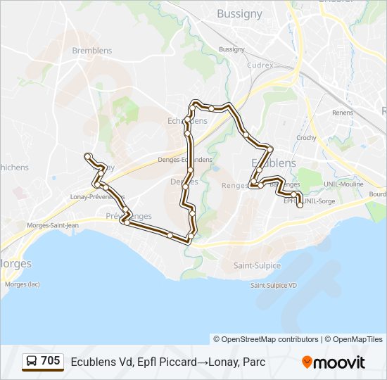 705 Bus Line Map