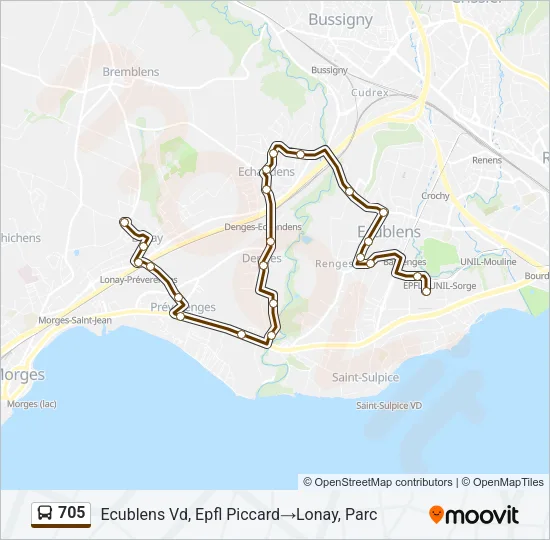 705 Bus Line Map