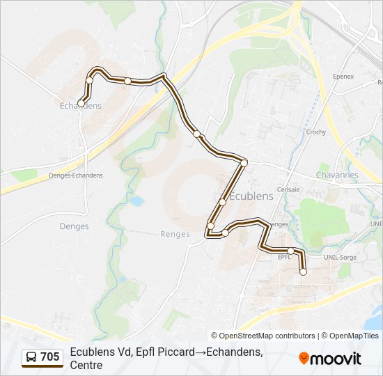 705 Bus Line Map