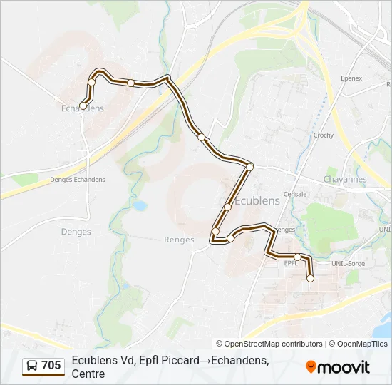 705 Bus Line Map