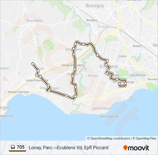 705 Bus Line Map