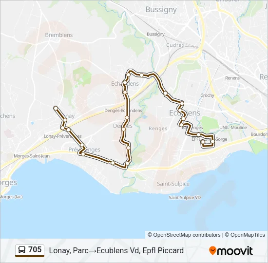 705 Bus Line Map