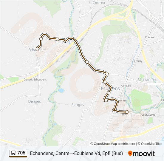 705 Bus Line Map