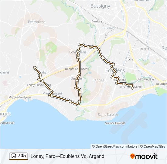 705 Bus Line Map