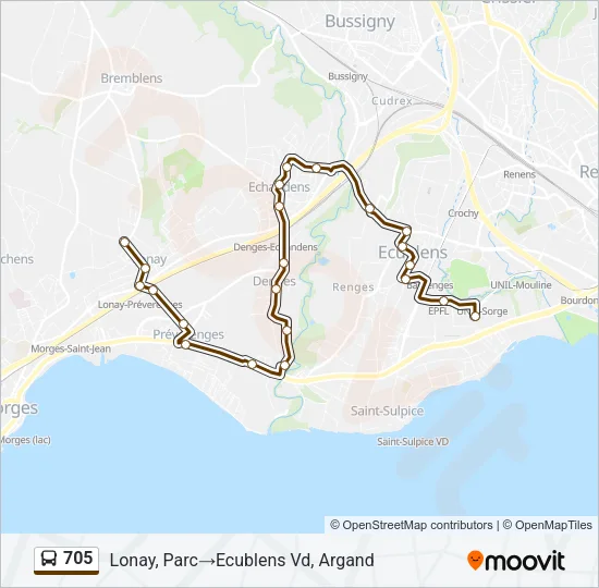 705 Bus Line Map