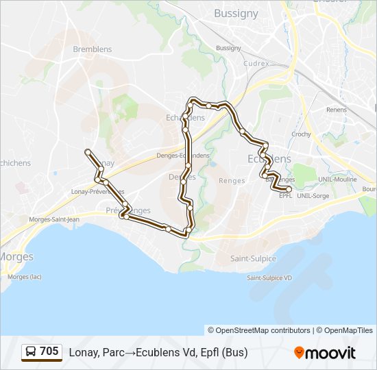 705 Bus Line Map
