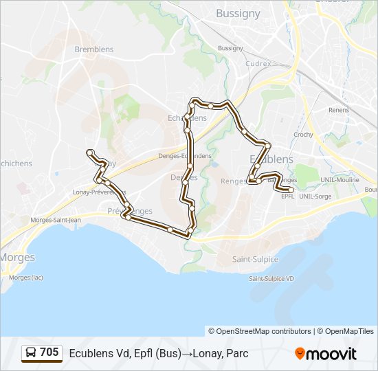 705 Bus Line Map