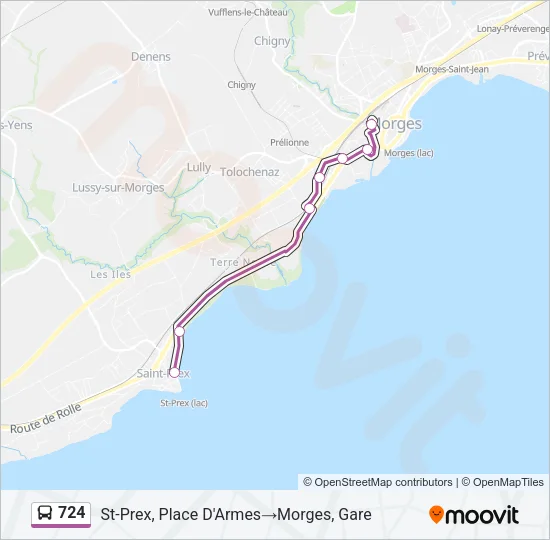 Plan de la ligne 724 de bus