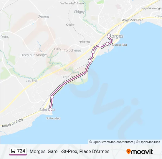 Plan de la ligne 724 de bus