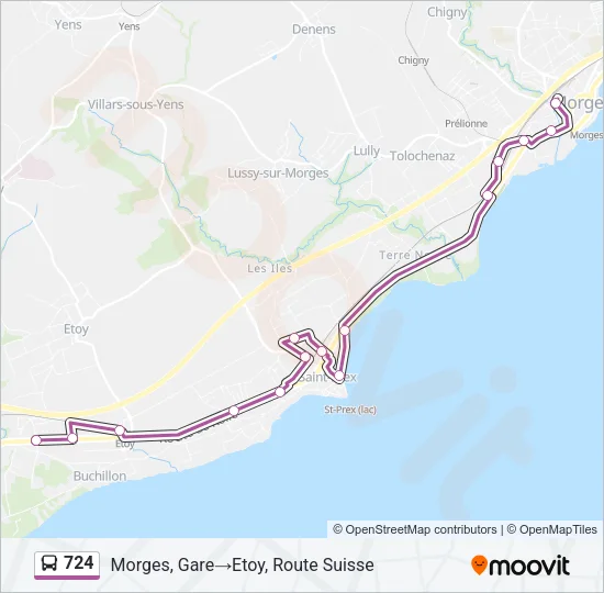Plan de la ligne 724 de bus