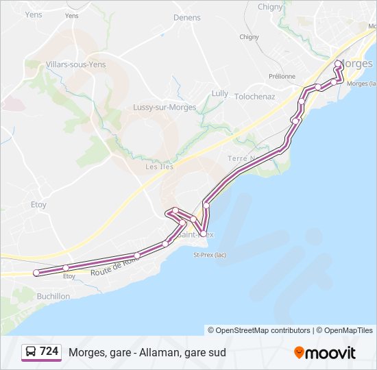 Plan de la ligne 724 de bus