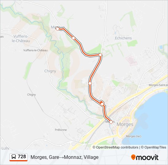 Plan de la ligne 728 de bus