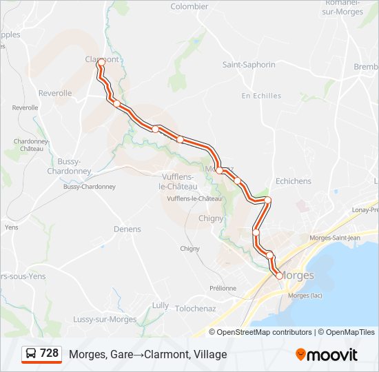 Plan de la ligne 728 de bus