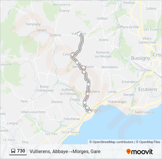 Plan de la ligne 730 de bus