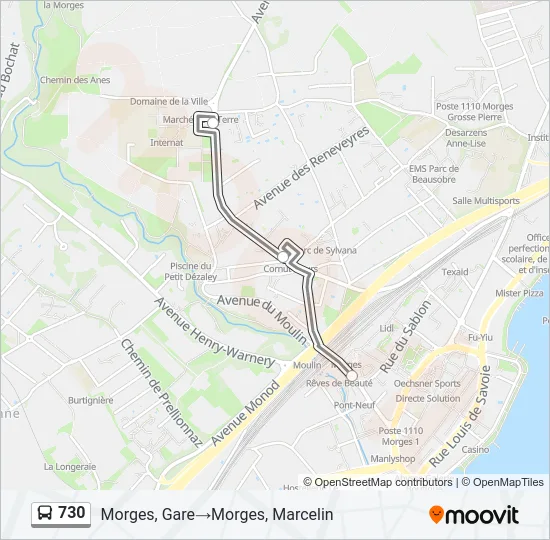 730 Bus Line Map
