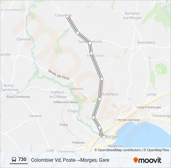 Plan de la ligne 730 de bus