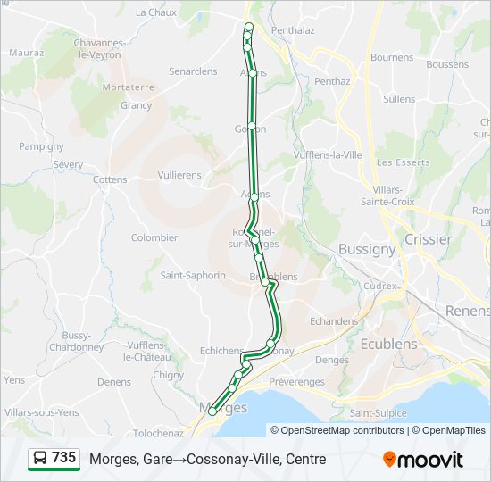 735 bus Line Map