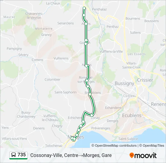 735 Bus Line Map